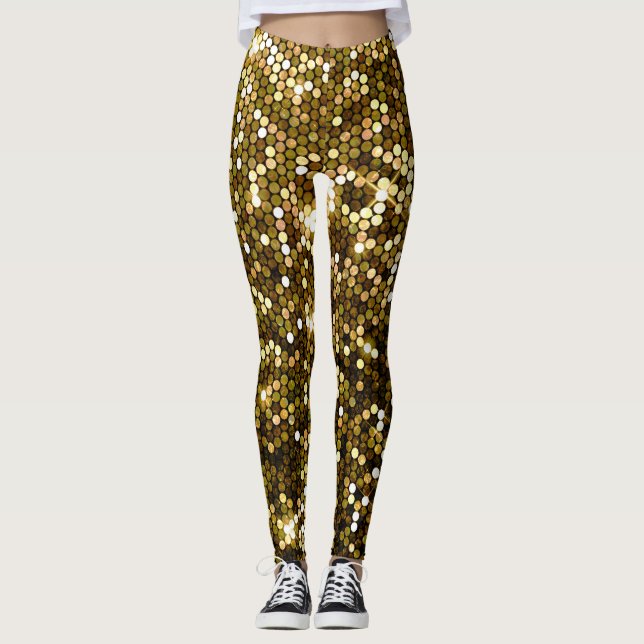 Guld gnistra: glittrande bakgrund. leggings (Framsida)