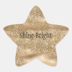 Guld Gnistra Glitz Glitter Stjärnformat Klistermärke