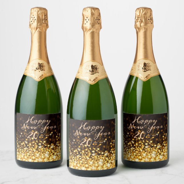 Guld Gnistra Gott nytt år (Flaskor)