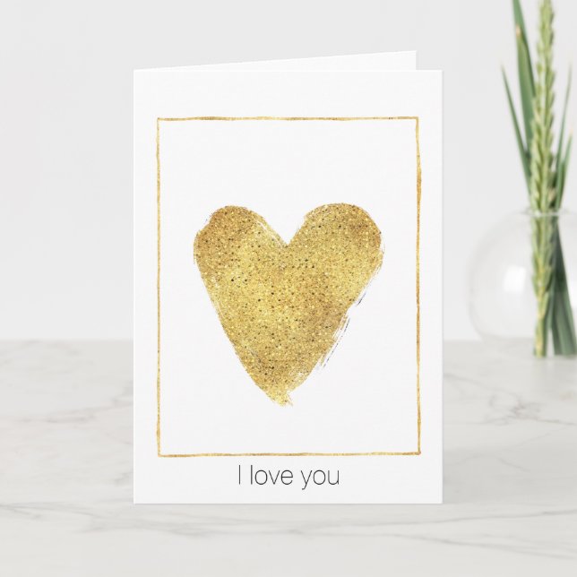 Guld Gnistra Heart Kort (Framsida)