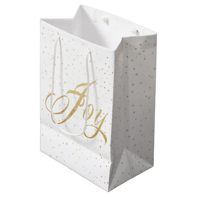 Guld Gnistra Joy jul Gift Bag (Framsidan Vinklad)
