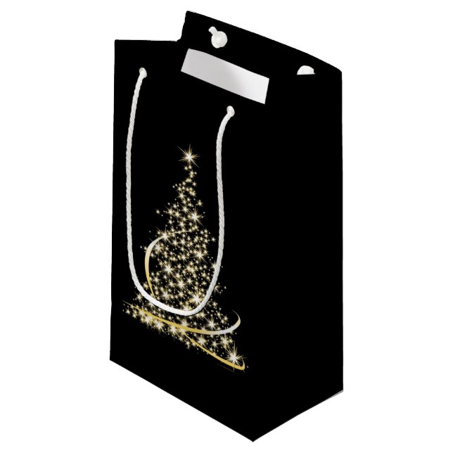 Guld Gnistra Julgran Helgdag Julafton Bag (Framsidan Vinklad)