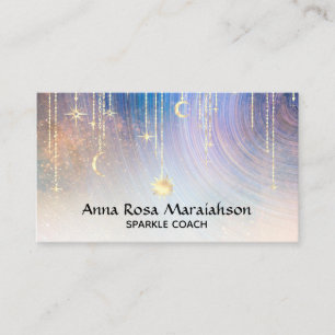 *~* Guld Gnistra Måne Sol Celestial Stars Rainbow Visitkort