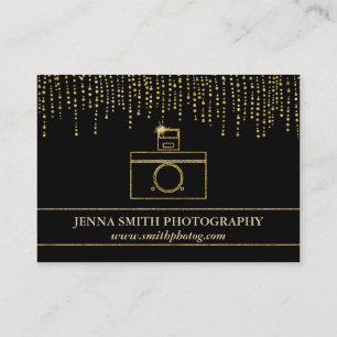Guld- gnistra- och glitterfotografkamera visitkort
