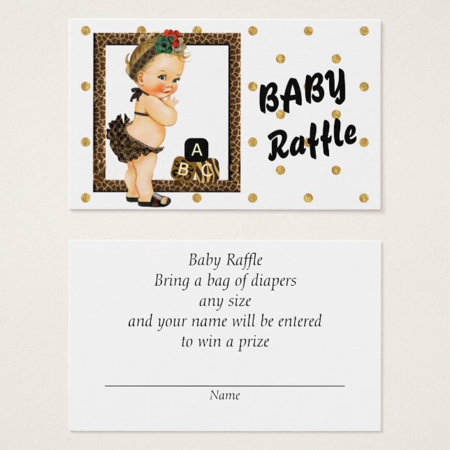 Guld Gnistra Polka Dot Diaper Raffle Visitkort (Framsida & baksida)