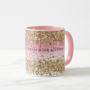 Guld Gnistra Rosa Ombre Glitter Citat Mugg