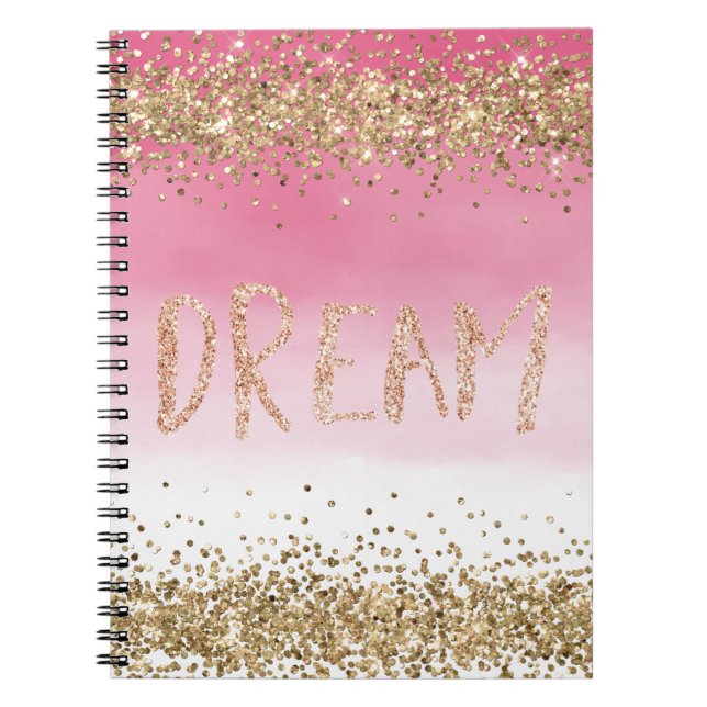 Guld Gnistra Rosa Ombre Glitter Dream Anteckningsbok (Framsidan)