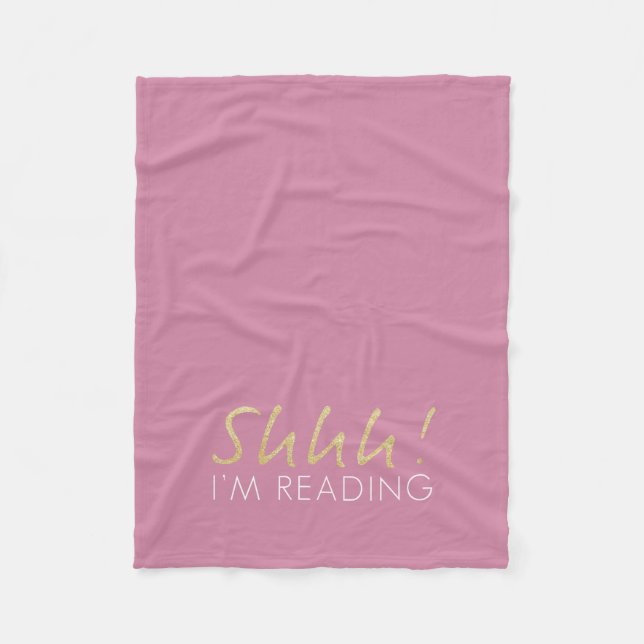 Guld Gnistra Shhh! Jag läser Fleece Blanket (Framsidan)