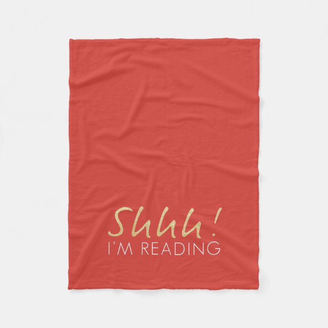 Guld- gnistra Shhh! Mig läs- ullfilt för förmiddag Fleecefilt (Framsidan)