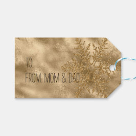 Guld Gnistra Snowflake Glitter Presentetikett
