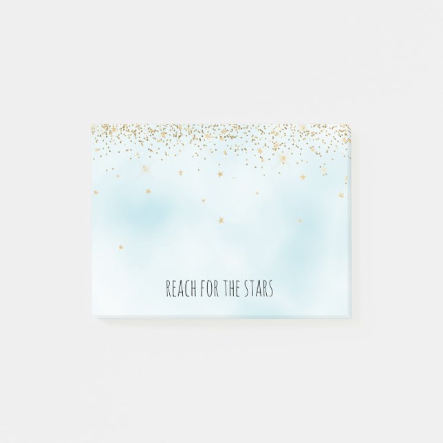 Guld Gnistra Stars Glitzy Glitter Post-it Block (Framsida)