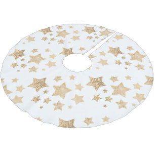 Guld gnistra Stars God jul Helgdag vit Julgransmatta Borstad Polyester