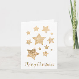 Guld gnistra Stars God jul Helgdag vit Kort