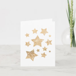 Guld gnistra Stars God jul Helgdag vit Kort