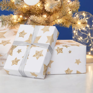 Guld gnistra Stars God jul Helgdag vit Presentpapper