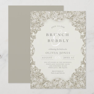 Guld Gnistra Vintage Elegance Brunch och Bubly Inbjudningar