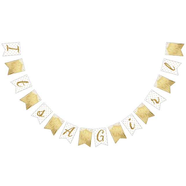 Guld, Gnistra, Zebra tryck Polka, punktbanderoll F Vimplar (Alla)