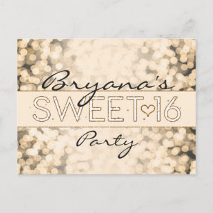 Guld Gnistrande Ljus SWEET 16 Glam Vykort