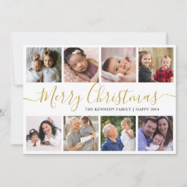 Guld God jul 9 Fotokollage Julkort