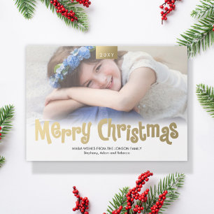 Guld God jul Anpassningsbar Foto Modern Card Julkort