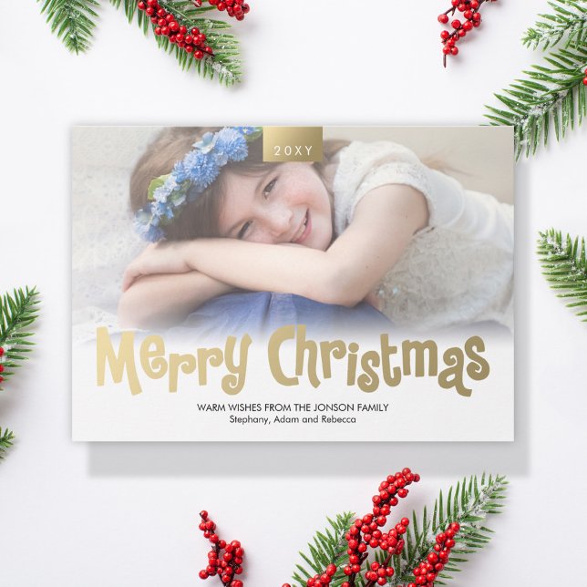 Guld God jul Anpassningsbar Foto Modern Card Julkort (Skapare uppladdad)