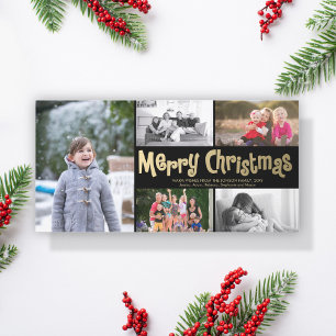 Guld God jul Collage 5 Photo Card Black Julkort