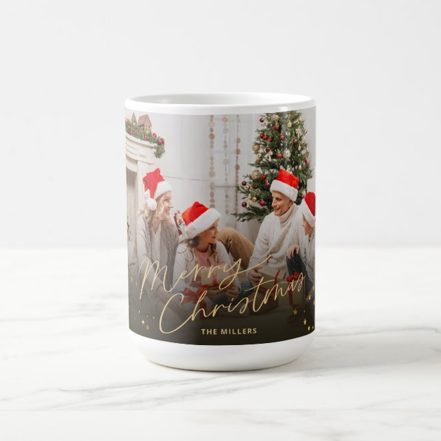 Guld God Jul Familjefoto julkort Kaffemugg (Center)