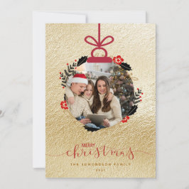 Guld God jul fotodekorationskort