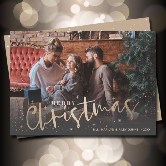 Guld God jul fotofoto Julkort (Skapare uppladdad)