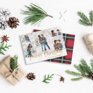 Guld God jul fotokort 5 Bilder Julkort