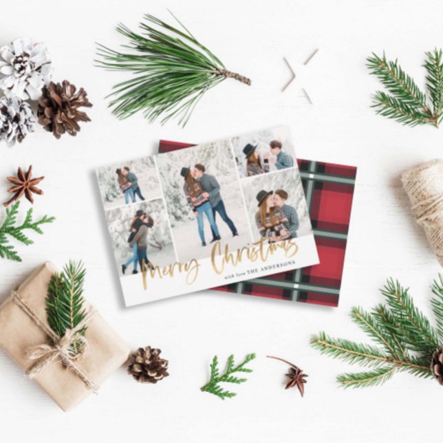 Guld God jul fotokort 5 Bilder Julkort (Skapare uppladdad)