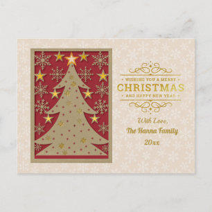 Guld God jul & Gott nytt år och snöflingor Helg Vykort