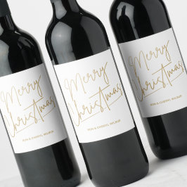 Guld God jul Grönt White Vinflaska Etikett