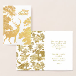 Guld God jul Hjort i Woodland Folierat Kort