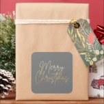 Guld God jul Luxe Grått Fyrkantigt Klistermärke<br><div class="desc">God jul i ett faux-guld-folie,  är dessa elegant grått-klistermärken snyggt för vilken jul som helst i tillfälle. MER FÄRG och matchande produkter i vår samling.</div>