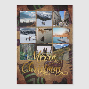 Guld God jul Photo Collage Gift Magnet