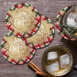 Guld God jul Play Underlägg Papper Rund<br><div class="desc">God jul i chic,  vita bokstäver på en stänk av faux guld-folie,  dessa runda underlägg har en bakgrund av rött,  grönt och vitt helgdag och är personlig med ditt namn. MATCHING tallrikar,  servetter och annat i vår affär.</div>