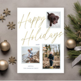 Guld God Jul Skript 3 Foto Julkort