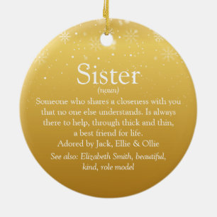 Guld God Jul Världens Bästa Syster Definition Julgransprydnad Keramik