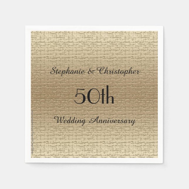 Guld Golden 50-årsdagen Party Pappersservett (Framsidan)