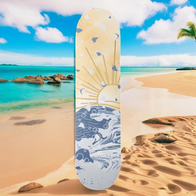 Guld Golden Blue Asiatic Sunset Sol & Sea Vinkarar Mini Skateboard Bräda 18,5 Cm (Skapare uppladdad)