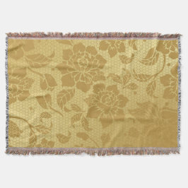 Guld Golden Honeycomb Flowers Blommigt Elegant Filt