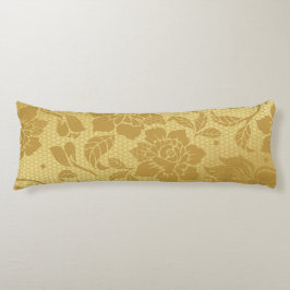 Guld Golden Honeycomb Flowers Blommigt Elegant Kroppskudde