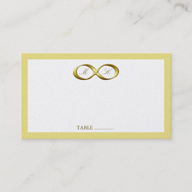 Guld Golden Infinity Hand Clasp Bröllop Place Card Placeringskort (Framsida)