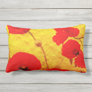 Guld golden Red Poppy Flower Glitter färgad Lumbarkudde