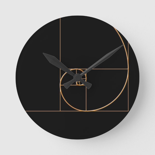 Guld Golden Spiral Rund Klocka (Framsida)
