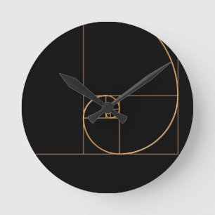 Guld Golden Spiral Rund Klocka