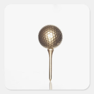 Guld golf boll och T Fyrkantigt Klistermärke
