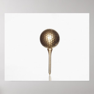 Guld golf boll och T Poster