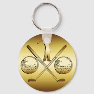 GULD- GOLF NYCKELRING